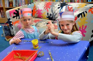 Fearn 3 and Niamh Kelly 7 at the craft table