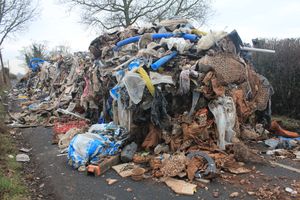 The humongous pile of waste flytipped on Watery Lane. 