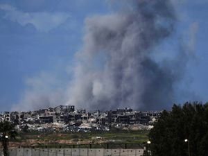 Smoke rises following an Israeli bombardment in the Gaza Strip