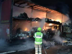 Supporting image for story: M6 lane to be resurfaced after lorry carrying hazardous materials bursts into flames