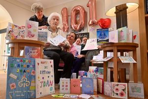 Joan, pictured here with her niece, Barbara McGarvey, and staff Katie Macey, Stacey Walton and Abbie Field