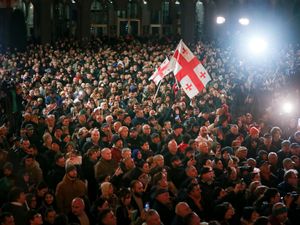 Supporting image for story: Thousands rally again in Georgia to protest against election result