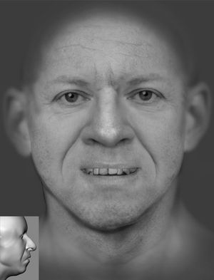 The digitised image of the man whose body was found in a Powys reservoir in October 2024 as efforts continue to identify him