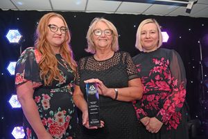 BUSINESS COPYRIGHT NATIONAL WORLD TIM STURGESS 13/11/24.  Ladder for the Black Country  Apprentice Awards 2024 .The Richardson Suite at West Bromwich Football Club. Pictured, Sandwell council win large employer.
