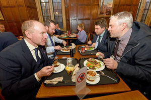 Finding time for lunch in one of Westminster’s many canteens. A meal is less than £10.
