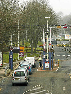 Ready to welcome extra soldiers – the entrance at MOD?Donnington this afternoon