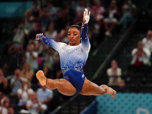 Supporting image for story: Simone Biles signs off in Paris with floor silver to add to her three golds