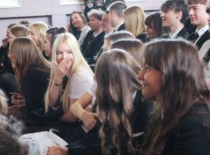 Year 11 students taking part in their last school assembly