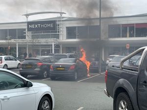 Supporting image for story: Fire engulfs car at busy Telford retail park