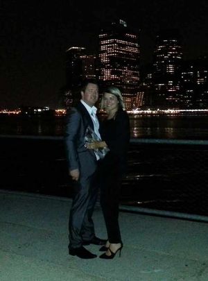 The couple after he proposed in New York