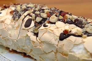Hazelnut and Coffee Meringue Roulade