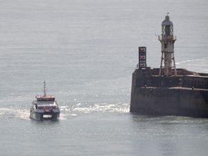 A Border Force vessel in the sea near Dover