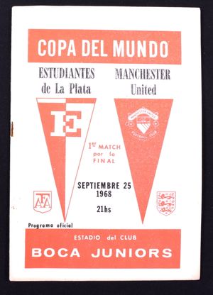 The Estudiantes de la Plata v Manchester United programme from September 25, 1968