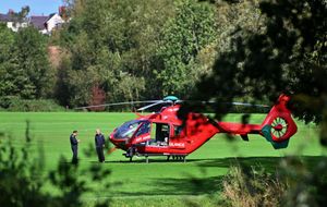 An air ambulance at Frankwell