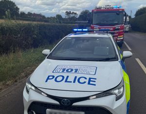 Emergency services at the scene of the crash. Picture: Market Drayton Fire Station