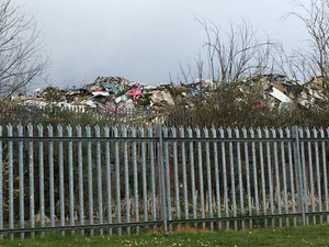 The huge pile of rubbish on Arrow Industrial Estate, Straight Road, Short Heath, which is causing misery for residents living nearby