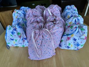 Some of the filled comfort bags made by Cannock Soroptimists for the new Mums in the Specialist Maternity Unit at New Cross