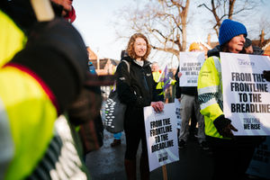 Environment Agency workers were on strike in Shrewsbury