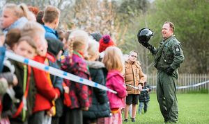 Pupils were eager to see the pilot drop in