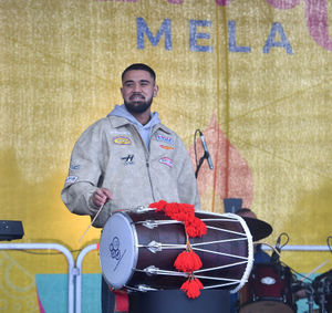 A musician taking to the stage at the event