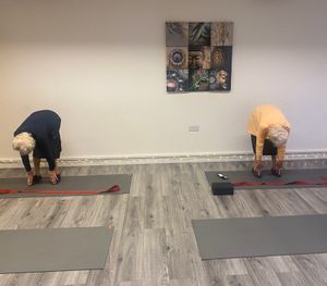 Lilian and Doris doing yoga