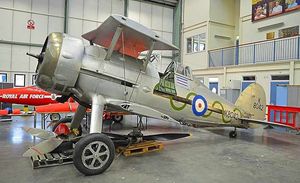 This Gloster Gladiater biplane, now at RAF Cosford, was one of the aircraft used in a long-lost war film Signed With Their Honour