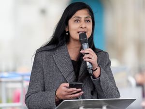 Zarah Sultana, MP for Coventry South, addresses protesters during a Stop Trump Coalition protest in Parliament Square, London, on day one of the US President’s second state visit to the UK