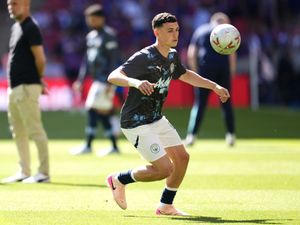 Manchester City’s Phil Foden warming up ahead of the FA Cup final
