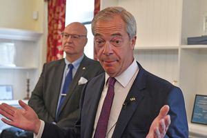 Reform UK leader Nigel Farage with new leader of Staffordshire County Council, Councillor Ian Cooper