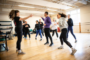 The Company in rehearsal for Aladdin at Wolverhampton Grand Theatre - Photograph by Graeme Braidwood
