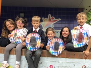 (From left) Executive headteacher Shelley Reeves-Walters, Ellianna Smith, Liam Zorychta, Millie Underhill, head of school Alison Maybury and Charlie Schaff

