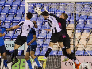 Action from Shrewsbury Up & Comers' 2-1 victory over Church Stretton Town in the final of the Tony Bywater Cup at Shrewsbury Town (Picture:  Luigi D Photography)