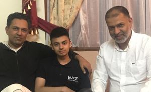 Wajid with his brother Wade, left, and son, Moin, both of whom are stranded in Pakistan - image courtesy of Wajid Majeeid 