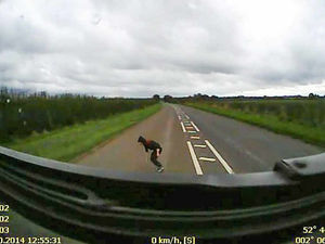 Supporting image for story: Watch: Teenager playing chicken hit by 40-ton truck on A449 in Staffordshire - and survives