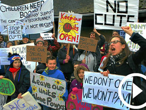 Supporting image for story: Protester disrupts Powys council budget talks