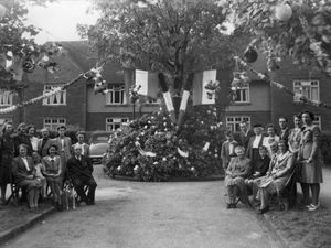 A VE Day street party at Shaw Place in Leek