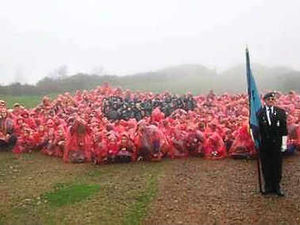 Supporting image for story: Telford pupils' poppy tribute at the top of the Wrekin