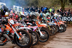 GAte drops for the start of race 3of EMX125 at Hawkstone International (Kieran Griffin)