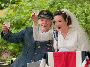 Supporting image for story: Party like it's 1945: History buffs tie knot on Iron Bridge during WW2 weekend