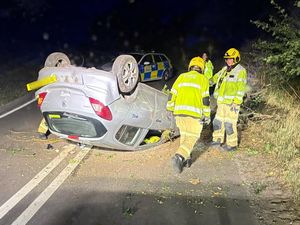 Supporting image for story: Lucky escape for hatchback driver as car flips on country lane near Bridgnorth