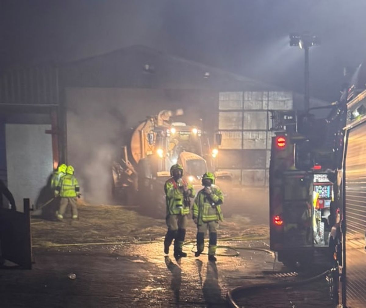 Night-time Powys barn fire leaves building severely damaged