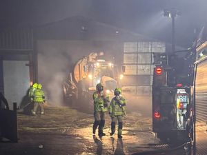 Supporting image for story: Night-time Powys barn fire leaves building severely damaged