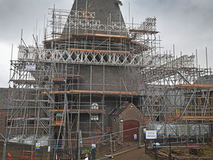 Supporting image for story: Work continues as scaffolding towers above iconic Red House Glass Cone
