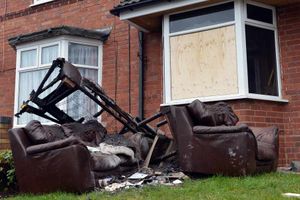 The fire damaged property in The Oval, Smethwick
