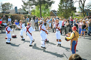 Members of the Stafford Morris Men entertain the crowds at Church Aston