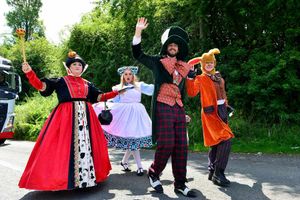 From left, Wendy Hall, Milly Corbett, Jack King, and Kait Baker-Smith, as Alice in Wonderland characters.