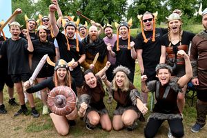The Water Warriors preparing to take on the tranquil River Severn, rather than the high seas