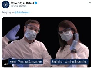 Supporting image for story: Oxford scientists make high-fiving gifs to celebrate vaccine findings
