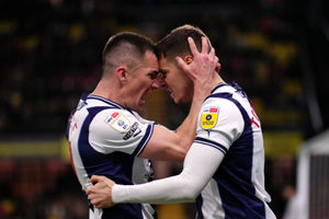 West Bromwich Albion's Conor Townsend (right) celebrates is goal with team-mate Jed Wallace (PA)