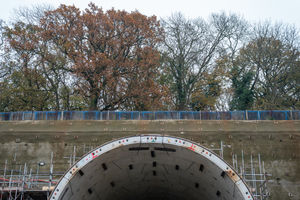 The end of a one-mile section of the first completed HS tunnel under ancient woodland near Stratford-on-Avon